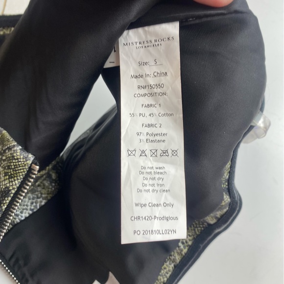 Mistress Rocks LosAngeles Green Snake Risk Jogger& Bandeau Top Matching Set S - Picture 11 of 16